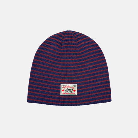 Stripe Short Beanie (Navy)