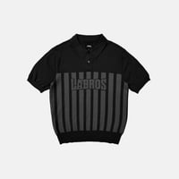 Stripe Logo Knit Polo (Black)