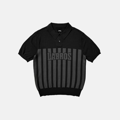 Stripe Logo Knit Polo (Black)