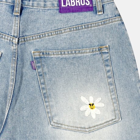 Smart Daisy Cat Brush Baggy Jeans (Light Indigo)