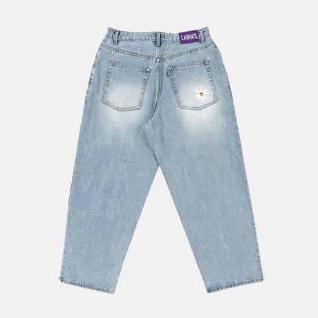 Smart Daisy Cat Brush Baggy Jeans (Light Indigo)