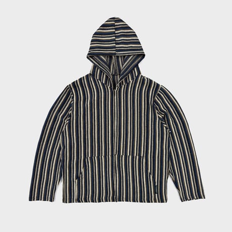 Mesh Hooded Zip Up (Blue Stripe)