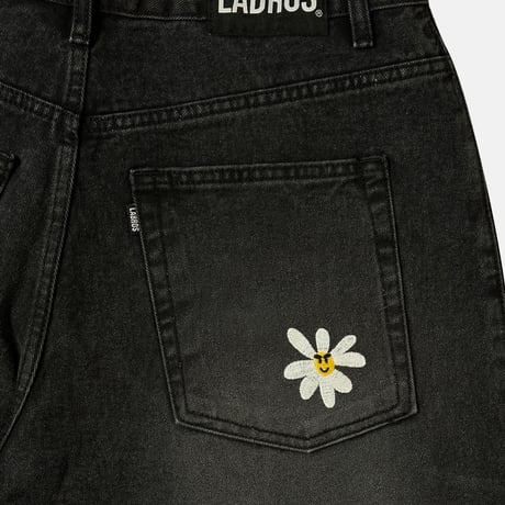 Smart Daisy Cat Brush Baggy Jeans (Black)