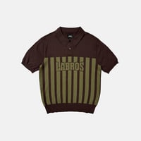 Stripe Logo Knit Polo (Brown)