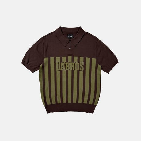 Stripe Logo Knit Polo (Brown)