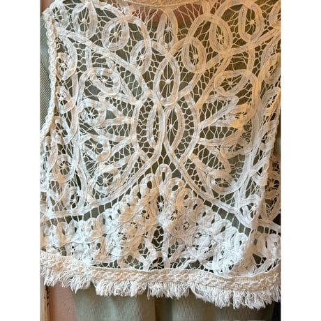 white frill vest