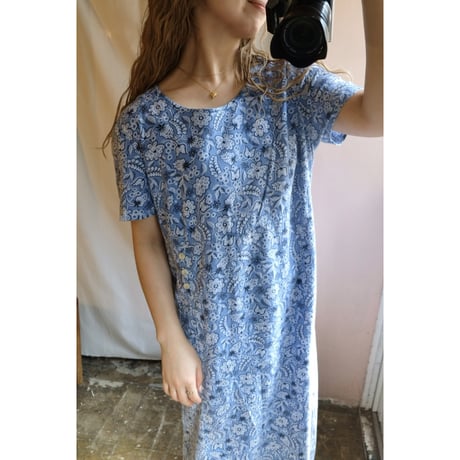 blue flower one-piece