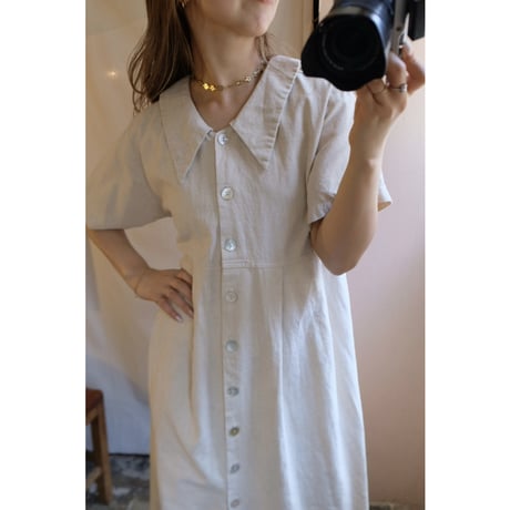 beige linen one-piece
