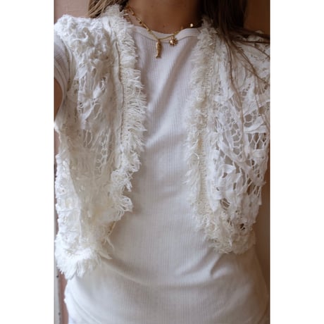 white frill vest