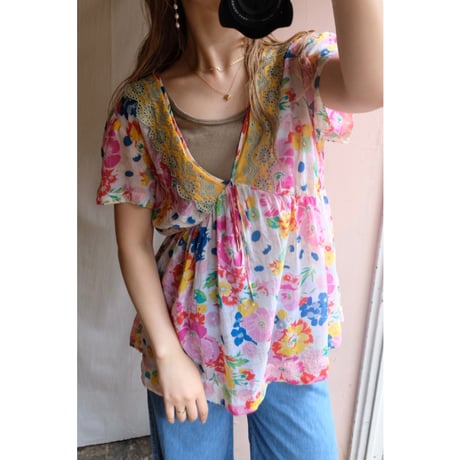 colorful flower blouse