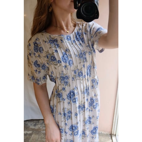 blue flower one-piece