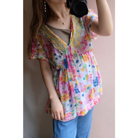 colorful flower blouse