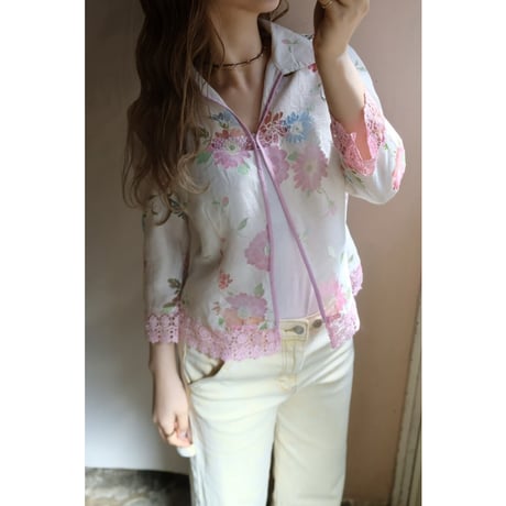 pink flower  blouse