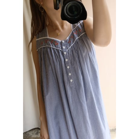gingham check one-piece