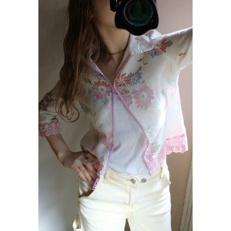 pink flower  blouse