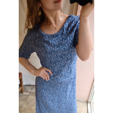 blue flower one-piece