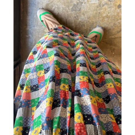 colorful patchwork print   skirt