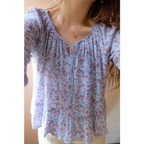 blue flower blouse