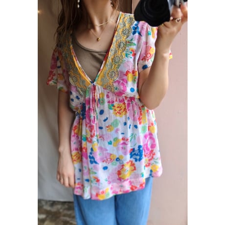 colorful flower blouse