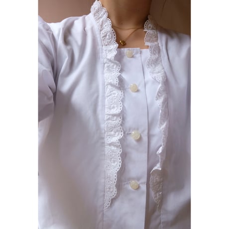 white frill  blouse