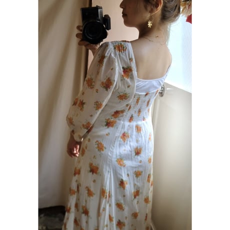 orange flower one-piece