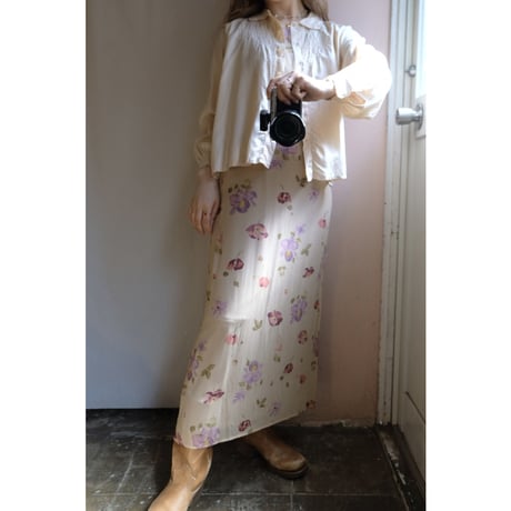 beige flower one-piece