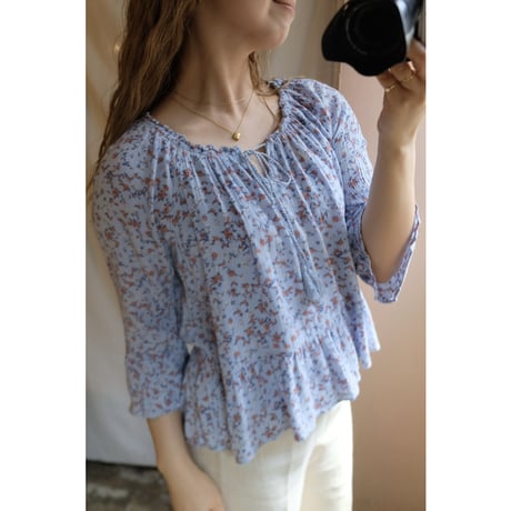 blue flower blouse