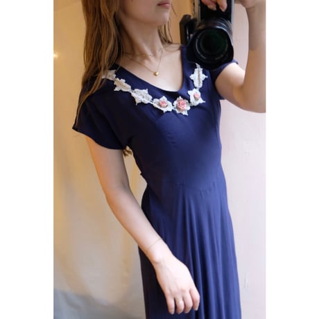 navy rose one-piece
