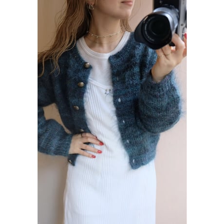 dark green mohair cardigan