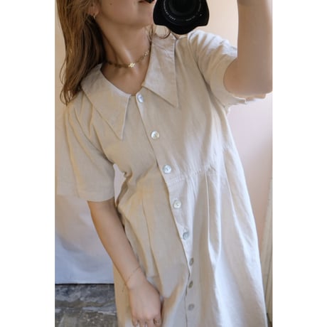 beige linen one-piece