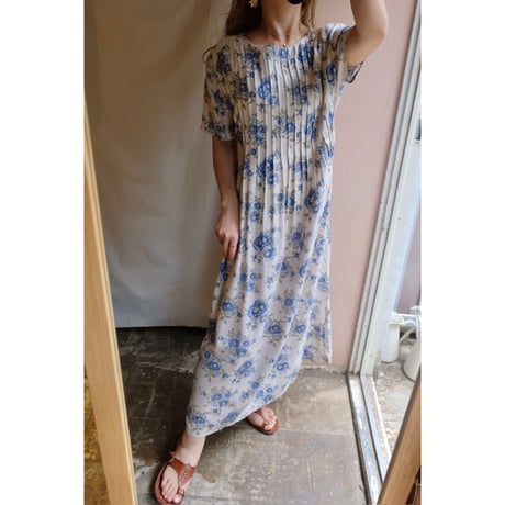 blue flower one-piece