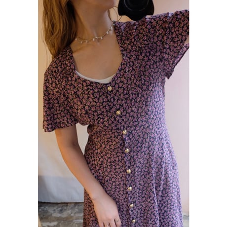navy purple rose one-piece