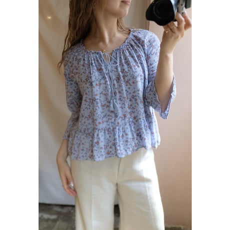 blue flower blouse