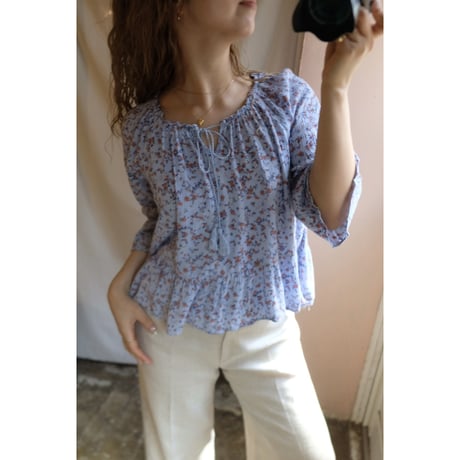 blue flower blouse