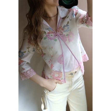 pink flower  blouse