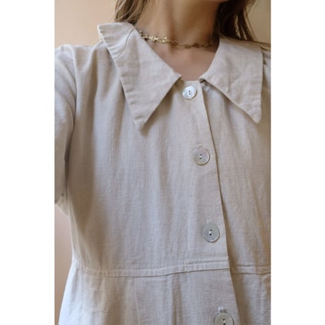 beige linen one-piece