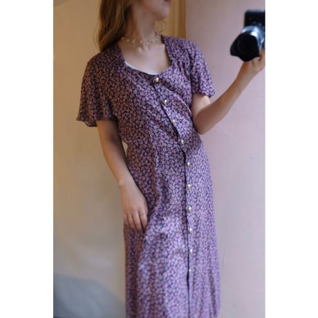 navy purple rose one-piece