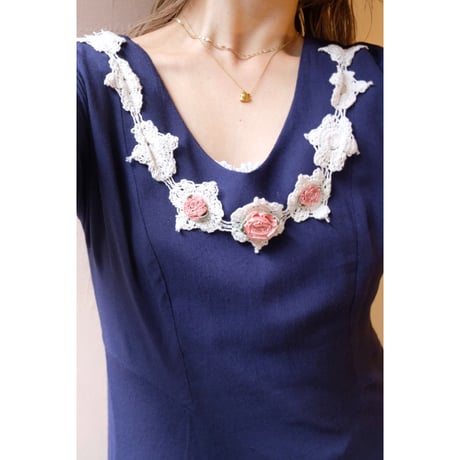 navy rose one-piece