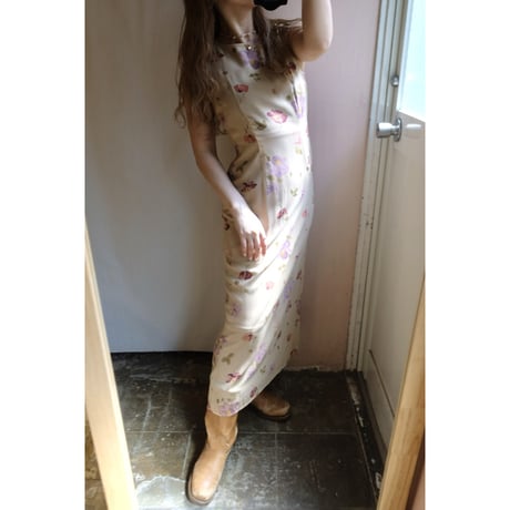 beige flower one-piece