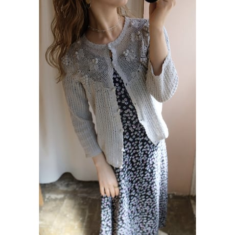 gray crochet cardigan