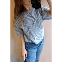 blue gray stripe blouse
