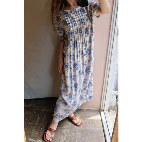 blue flower one-piece