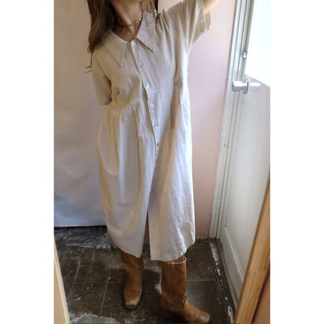 beige linen one-piece