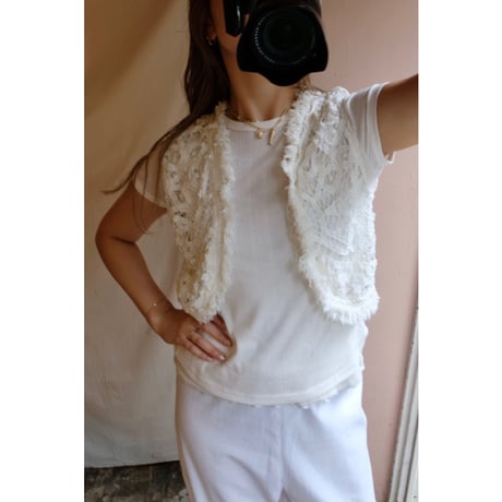white frill vest