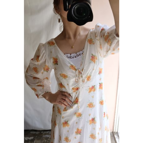 orange flower one-piece