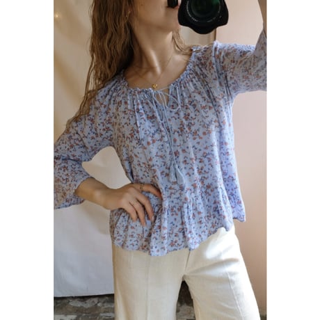 blue flower blouse
