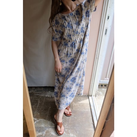 blue flower one-piece