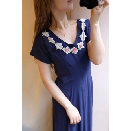 navy rose one-piece