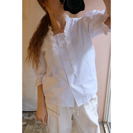 white frill  blouse