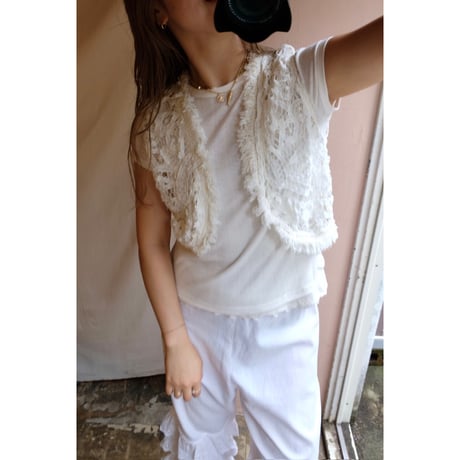 white frill vest